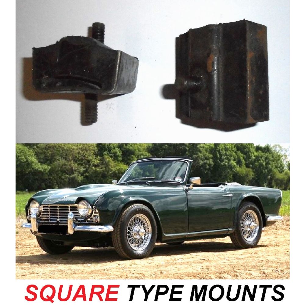 FRONT ENGINE MOUNTS x2 (Triumph TR4a) (**Square Type**) (1965- 67)